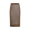 Saint Laurent Knit Pencil Skirt In Brown