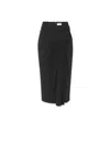 Saint Laurent Silk Skirt With Back Slit In Nero