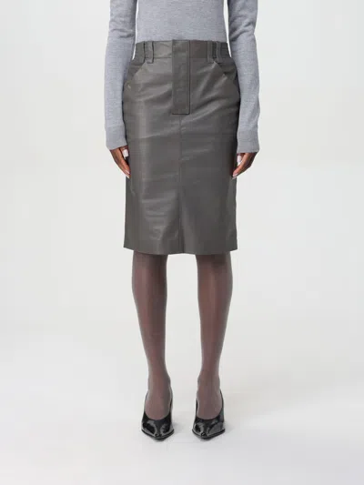 Saint Laurent Leather Pencil Skirt With Patch Pockets In Grau