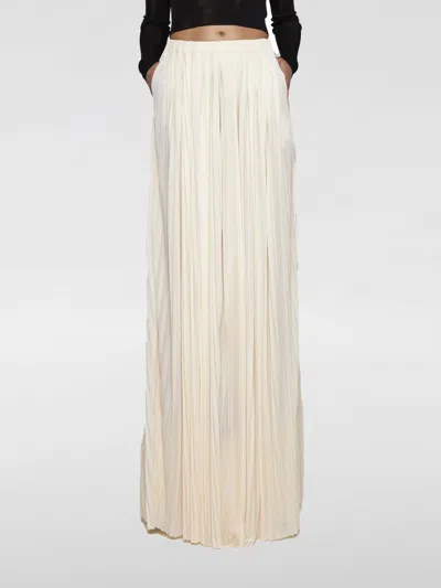 Saint Laurent Women Pleated Viscose Long Skirt In White