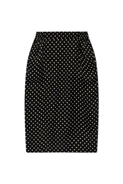 Saint Laurent Skirt With Polka Dots In Noir Craie