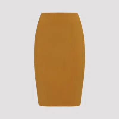 Saint Laurent Cassandre Pencil Skirt In Brown