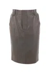 Saint Laurent 4 Pockets Leather Skirt With Belt Loops In Brown