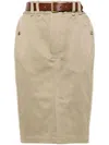 Saint Laurent Gabardine Pencil Skirt In Neutral