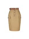 Saint Laurent Cassandre Midi Skirt In Beige