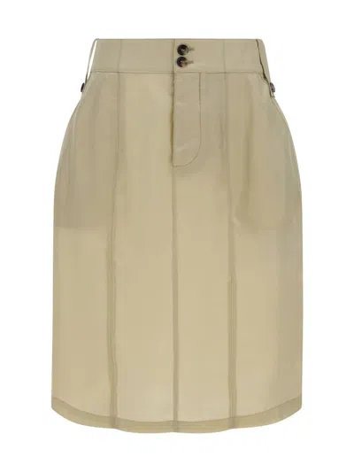 Saint Laurent Jupe Twill Bemberg Mini Skirt In Beige