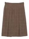 Saint Laurent Wool And Cashmere Prince Of Wales Midi Skirt Clothing In Brown