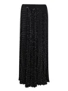 Saint Laurent Long Pleated Skirt In Polka-dot Silk Muslin In Black