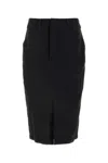 Saint Laurent Crepe Skirt With Back Pockets And Front Slit In Black