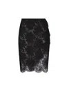 Saint Laurent Women Lace Wrap Pencil Skirt In Black
