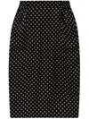 Saint Laurent Draped Polka-dot Silk-chiffon Midi Skirt In Black