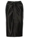 Saint Laurent Ruched Detail Leather Skirt In Black