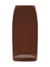 Saint Laurent Knit Pencil Skirt In Brown