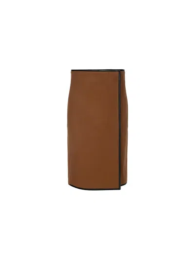 Saint Laurent Midi Skirt In Brown