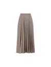 Saint Laurent Pleated Check-pattern Maxi Skirt In Gray