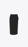 Saint Laurent Falda Shiny Negra Anudada A Cintura In Noir