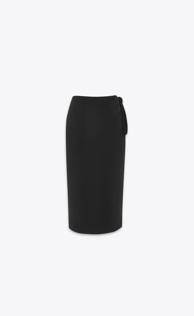 Saint Laurent Draped Pencil Miniskirt In Noir