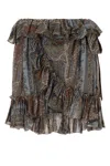 Saint Laurent All Over Print Skirt In Printed