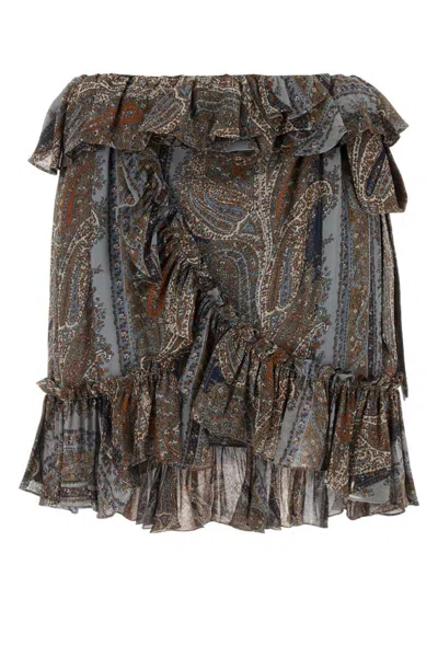 Saint Laurent All Over Print Skirt In Multicolour