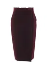Saint Laurent Velvet Skirt With Belt Loops And Side Seam Detail In Purple