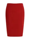 Saint Laurent Satin Pencil Skirt In Red