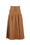 Saint Laurent Lambskin Midi Skirt Gathered Detailing In Vineyards