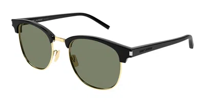 Saint Laurent Sl 108 014 Men's Sunglasses Black Size 52 In Green