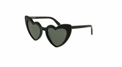 Pre-owned Saint Laurent Sl 181 Loulou 001 Black Round Oval Women's Sunglasses In Gray