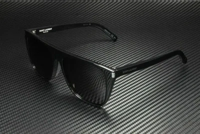 Pre-owned Saint Laurent Sl 1/f 001 Black Rectangle Unisex 58 Mm Sunglasses