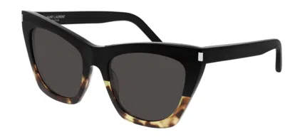 Pre-owned Saint Laurent Sl 214 Kate 010 Havana Black/black Cat-eye Sunglasses