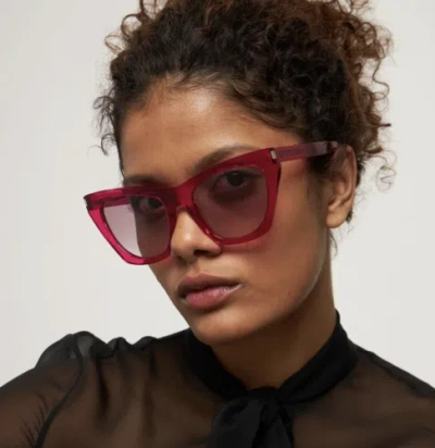 Pre-owned Saint Laurent Sl-214-kate-019 Pink Pink Violet Sunglasses