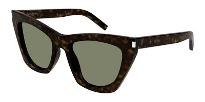 Saint Laurent Sl 214 Kate 033 Women's Sunglasses Tortoiseshell Size 55 In Brown