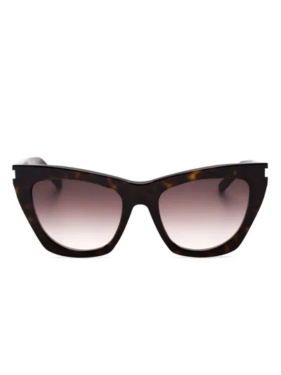Saint Laurent Sl 214 Kate Cat-eye Sunglasses In 褐色