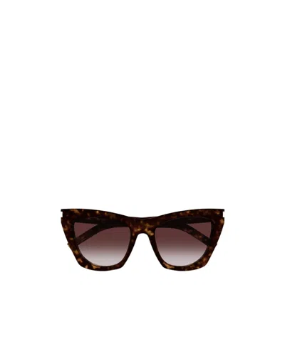 Saint Laurent Sl 214 Kate Cat-eye Sunglasses In Brown