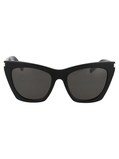 Saint Laurent Sl 214 Kate Sunglasses In 001 Black Black Grey