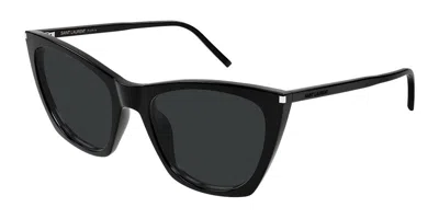 Saint Laurent Sl 214 Kate Thin 001 Occhiali Da Sole Neri Per Uomo In Black