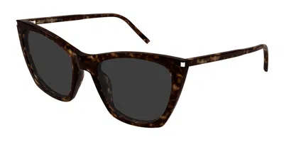 Saint Laurent Sl 214 Kate Thin 002 Occhiali Da Sole Tartarugatishell Per Uomo In Brown