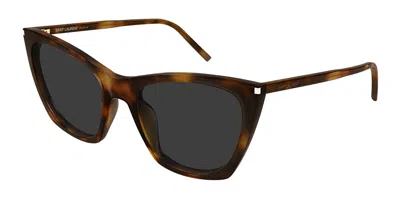 Saint Laurent Sl 214 Kate Thin 003 Occhiali Da Sole Tartarugatishell Per Uomo In Brown