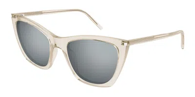 Saint Laurent Sl 214 Kate Thin 004 Occhiali Da Sole Marroni Per Uomo In Gray