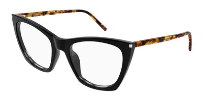 Saint Laurent Sl 214 Kate Thin Opt 006 Occhiali Da Vista Neri Per Donna (solo Montatura) In Multi