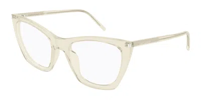 Saint Laurent Sl 214 Kate Thin Opt 007 Occhiali Da Vista Gialli Per Donna (solo Montatura) In Yellow