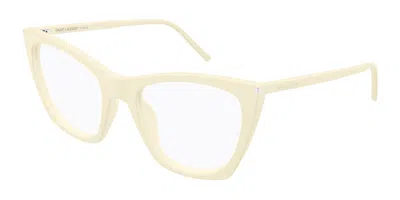 Saint Laurent Sl 214 Kate Thin Opt 008 Occhiali Da Vista Bianchi Per Donna (solo Montatura) In Yellow