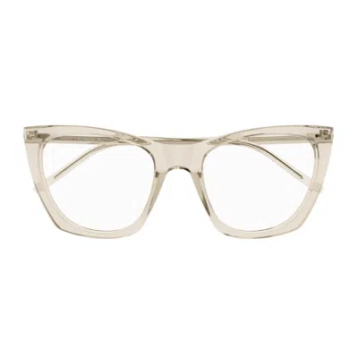 Saint Laurent Sl 214 Kate Thin Opt Linea Corner Angle 004 Beige Trasparente Glasses