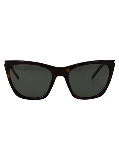 Saint Laurent Sl 214 Kate Thin Sunglasses In Black