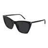 Saint Laurent Grey Cat Eye Ladies Sunglasses Sl 214 Kate Thin 001 55 In Black