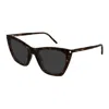 Saint Laurent Sl 214 Kate Thin002-havana-havana-grey In Gray