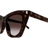 Saint Laurent Eyewear Kate Cat Eye Frame Sunglasses In 031 Havana-havana-violet