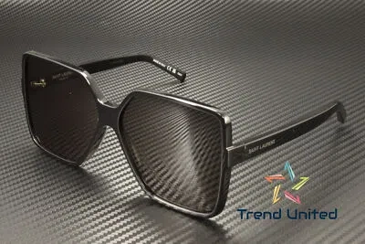 Pre-owned Saint Laurent Sl 232 Betty 001 Rectangular Black Grey 63 Mm Women's Sunglasses In Gray