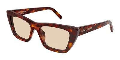 Saint Laurent Sl 276 Mica 064 Occhiali Da Sole Tartarugatishell Per Donna In Brown