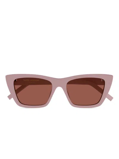 Saint Laurent Brown Cat Eye Ladies Sunglasses Sl 276 Mica 058 55 In Pink Pink Brown